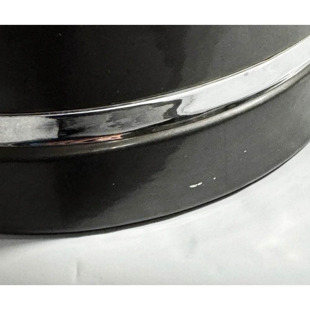 Vintage Mid Century Modern Dark Gray Insulated Ice Bucket Handle Chrome Trim